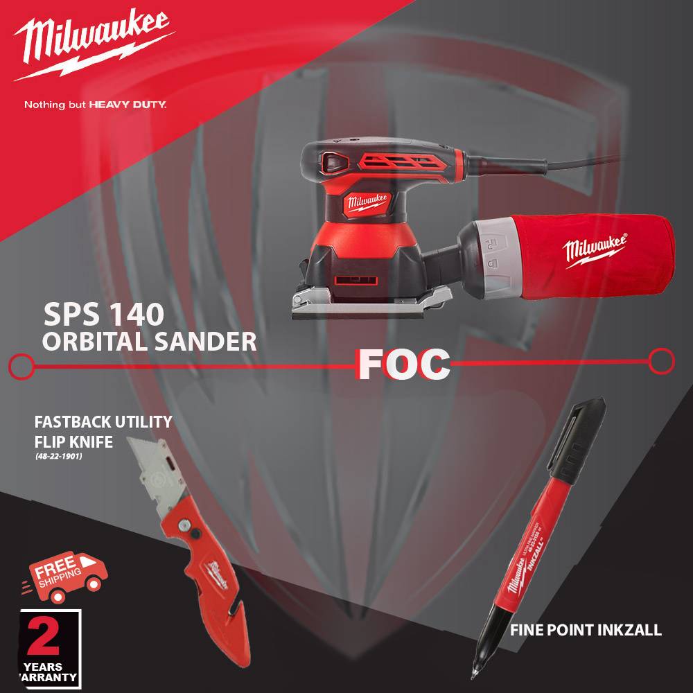 MILWAUKEE SPS 140 SANDER 1/4" SHEET SANDER F.O.C FASTBACK Utility Flip